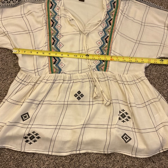 Vineet Bahl Anthropologie Embroidered Aztec Blouse Boho Top Sz L READ - Picture 7 of 12